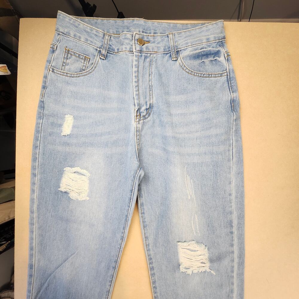 Shein Distressed Boyfriend Jeans Size Large 10/12 - Picture 4 of 12